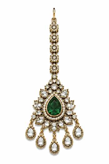 Vivinia By Vidhi Mehra_Emerald Green Bridal Polki Necklace Set _Online_at_Aza_Fashions