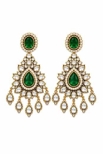 Vivinia By Vidhi Mehra_Emerald Green Bridal Polki Necklace Set _at_Aza_Fashions