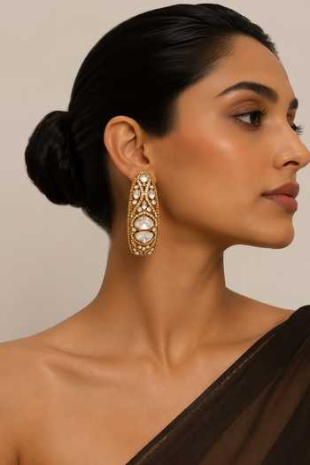 Vivinia By Vidhi Mehra Elongated Polki Drop Earrings