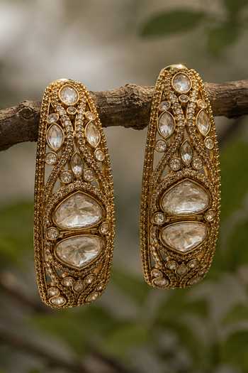 Vivinia By Vidhi Mehra Elongated Polki Drop Earrings