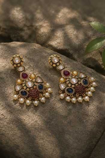 Vivinia By Vidhi Mehra Multicolour Polki Drop Earrings