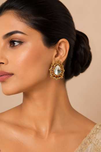 Vivinia By Vidhi Mehra Polki Floral Stud Earrings 