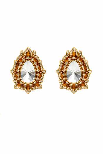 Vivinia By Vidhi Mehra Gold Plated Polki Floral Stud Earrings Online at Aza Fashions Vivinia By Vidhi Mehra_Gold Plated Polki Floral Stud Earrings _Online_at_Aza_Fashions