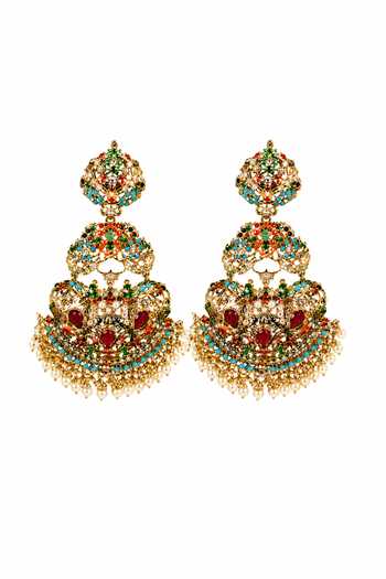 Vivinia By Vidhi Mehra Gold Plated Mughal Polki Embellished Earrings Online at Aza Fashions Vivinia By Vidhi Mehra_Gold Plated Mughal Polki Embellished Earrings _Online_at_Aza_Fashions