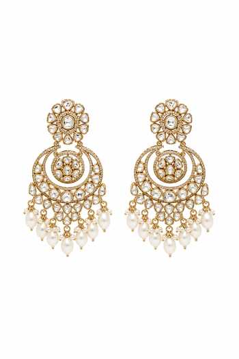 Vivinia By Vidhi Mehra Gold Plated Pearl Chandbali Earrings Online at Aza Fashions Vivinia By Vidhi Mehra_Gold Plated Pearl Chandbali Earrings _Online_at_Aza_Fashions