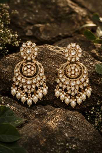Vivinia By Vidhi Mehra Pearl Chandbali Earrings