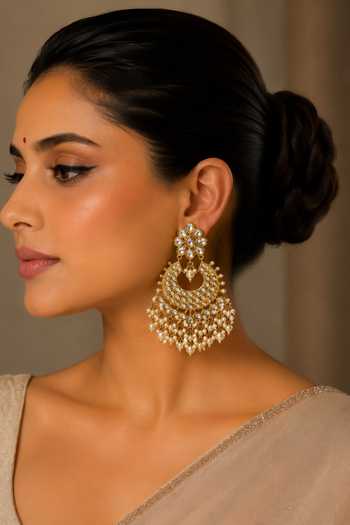 Vivinia By Vidhi Mehra Polki Chandbali Earrings 
