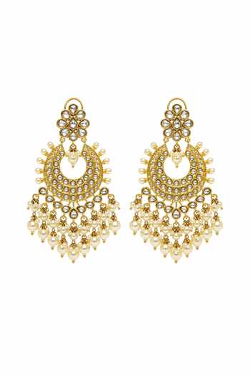 Vivinia By Vidhi Mehra Gold Plated Polki Chandbali Earrings Online at Aza Fashions Vivinia By Vidhi Mehra_Gold Plated Polki Chandbali Earrings _Online_at_Aza_Fashions