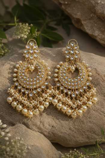 Vivinia By Vidhi Mehra Polki Chandbali Earrings 