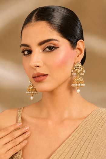 Vivinia By Vidhi Mehra Polki Embellished Jhumka Earrings 