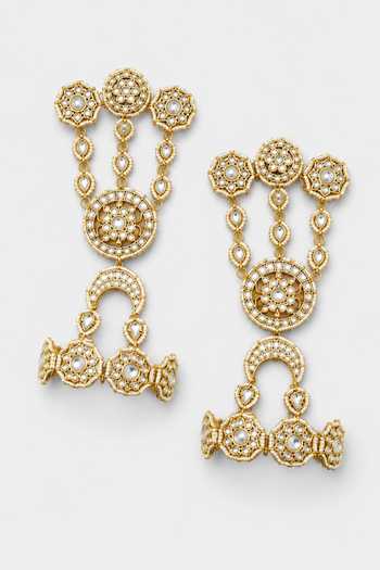 Vivinia By Vidhi Mehra Gold Plated Polki Bridal Haathphool - Set Of 2 Online at Aza Fashions Vivinia By Vidhi Mehra_Gold Plated Polki Bridal Haathphool - Set Of 2 _Online_at_Aza_Fashions