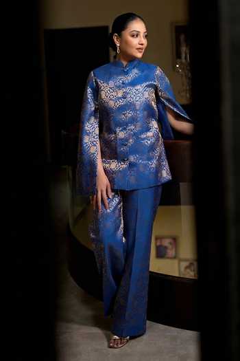 Dusala Mumtaz Banarasi Cape & Pant Co-ord Set