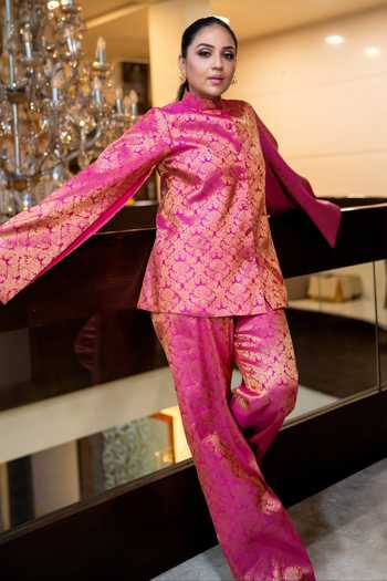 Dusala Jodha Banarasi Cape & Pant Co-ord Set