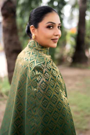 Dusala Gayatri Banarasi Cape & Pant Co-ord Set