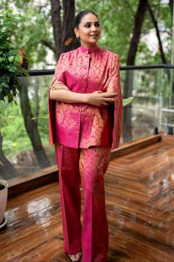 Dusala Mira Banarasi Cape & Pant Co-ord Set