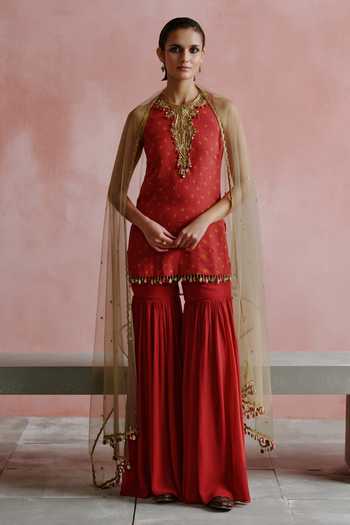House of Arshiyaa Bandhani Pattern Kurta Gharara Set 