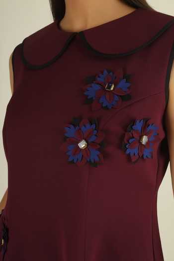 Shop House Of Supriya Maroon Crepe Round Neck Bead Embellished Top And Pant Set Online at Aza Fashions Shop_House Of Supriya_Maroon Crepe Round Neck Bead Embellished Top And Pant Set _Online_at_Aza_Fashions