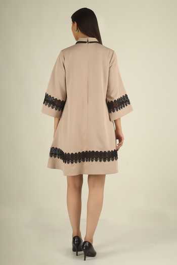 House Of Supriya Floral Applique A-Line Dress 