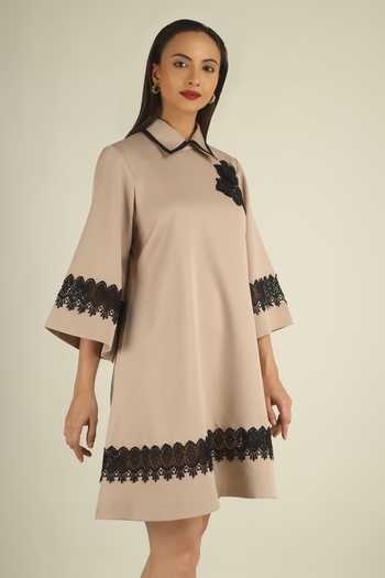 House Of Supriya Floral Applique A-Line Dress 