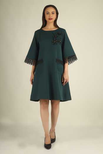 House Of Supriya Floral Applique Embellished Dress 