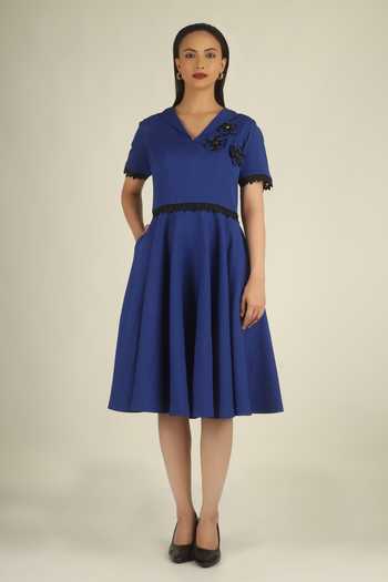 House Of Supriya Floral Applique Work A-Line Dress 