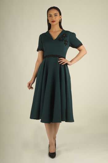 House Of Supriya Floral Applique Dress 