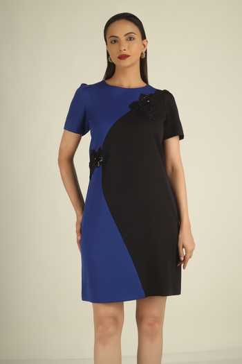 House Of Supriya Floral Applique Work Colorblock Dress 