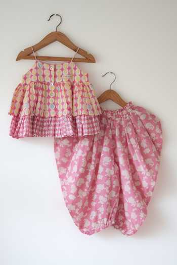Love The World Today Leela Floral Print Top & Dhoti Pant Set 