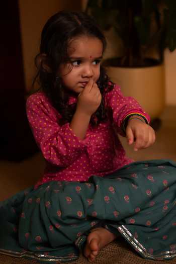 Love The World Today Kopal Polka Dot Print Blouse & Lehenga Set 