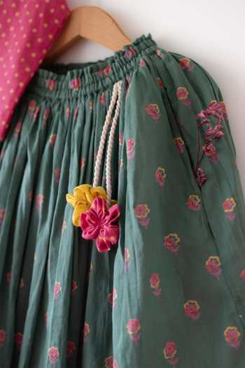 Love The World Today Magenta Cotton Kopal Polka Dot Print Blouse And Lehenga Set at Aza Fashions Love The World Today_Magenta Cotton Kopal Polka Dot Print Blouse And Lehenga Set _at_Aza_Fashions