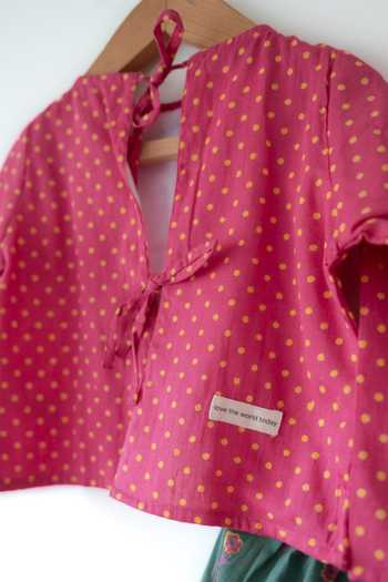 Shop Love The World Today Magenta Cotton Kopal Polka Dot Print Blouse And Lehenga Set Shop_Love The World Today_Magenta Cotton Kopal Polka Dot Print Blouse And Lehenga Set