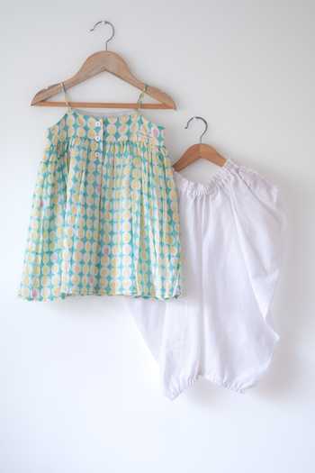 Love The World Today Rasa Monstera Print Kurta & Cowl Dhoti Pant Set 
