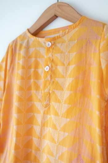 Shop Love The World Today Yellow Cotton Chandan Printed Kurta Set Shop_Love The World Today_Yellow Cotton Chandan Printed Kurta Set