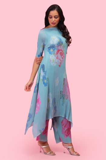 Buy Preeti Mehta Blue Georgette, Viscose, Polyester Morning Blossom Petals Kurta And Palazzo Set Online at Aza Fashions Buy_Preeti Mehta_Blue Georgette, Viscose, Polyester Morning Blossom Petals Kurta And Palazzo Set _Online_at_Aza_Fashions