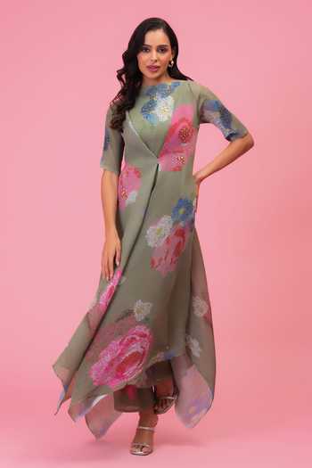 Preeti Mehta Petals Melody Olive Mist Tunic & Pant Set 
