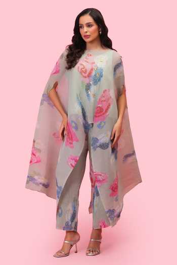 Preeti Mehta Petals Breeze Soft Pistachio Kaftan & Pant Set 