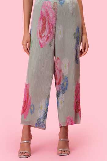 Preeti Mehta Green Chiffon, Lurex Round Neck Petals Breeze Soft Pistachio Kaftan And Pant Set Online at Aza Fashions Preeti Mehta_Green Chiffon, Lurex Round Neck Petals Breeze Soft Pistachio Kaftan And Pant Set _Online_at_Aza_Fashions