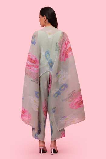 Preeti Mehta Petals Breeze Soft Pistachio Kaftan & Pant Set 