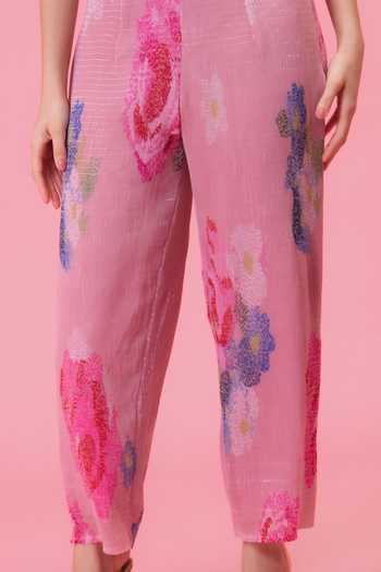 Shop Preeti Mehta Pink Chiffon, Lurex Boat Neck, Yes Petals Poetry Blush Kurta And Pant Set Online at Aza Fashions Shop_Preeti Mehta_Pink Chiffon, Lurex Boat Neck, Yes Petals Poetry Blush Kurta And Pant Set _Online_at_Aza_Fashions