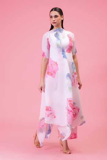 Preeti Mehta Petals Poetry Ivory Layered Tunic & Pant Set 