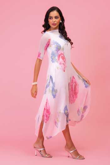 Buy Preeti Mehta Ivory Chiffon, Lurex Boat Neck Petals Poetry Dress Online at Aza Fashions Buy_Preeti Mehta_Ivory Chiffon, Lurex Boat Neck Petals Poetry Dress _Online_at_Aza_Fashions