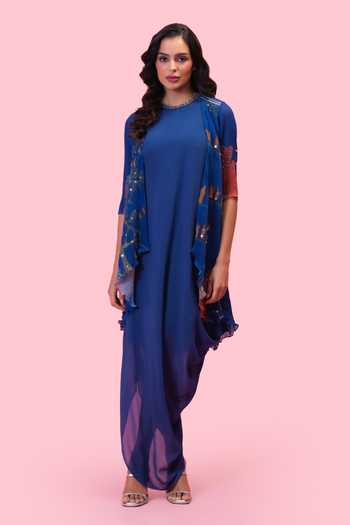 Preeti Mehta Brahmand Blue Dress With Jacket 