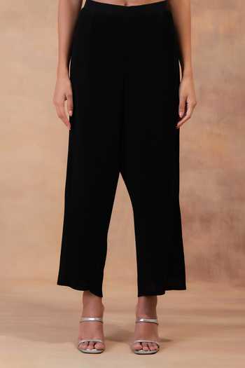 Preeti Mehta Black Georgette High Neck Colorblock Layered Tunic And Pant Set Online at Aza Fashions Preeti Mehta_Black Georgette High Neck Colorblock Layered Tunic And Pant Set _Online_at_Aza_Fashions