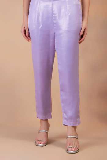 Preeti Mehta Purple Georgette, Satin Boat Neck Amethyst Flow Layered Tunic And Pant Set Online at Aza Fashions Preeti Mehta_Purple Georgette, Satin Boat Neck Amethyst Flow Layered Tunic And Pant Set _Online_at_Aza_Fashions