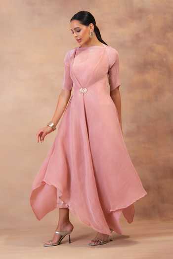Preeti Mehta Blush Pink Layered Tunic & Pant Set 