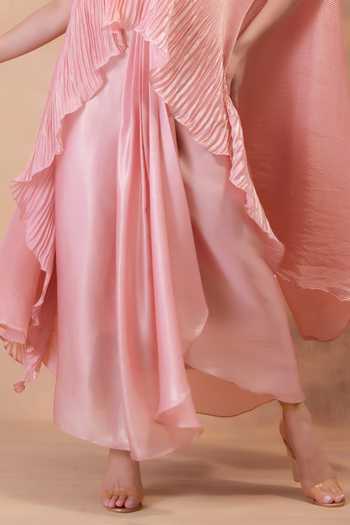 Preeti Mehta Pink Georgette, Satin Round Neck Blush Kaftan And Dhoti Skirt Set Online at Aza Fashions Preeti Mehta_Pink Georgette, Satin Round Neck Blush Kaftan And Dhoti Skirt Set _Online_at_Aza_Fashions
