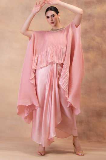 Preeti Mehta Blush Pink Kaftan & Dhoti Skirt Set 