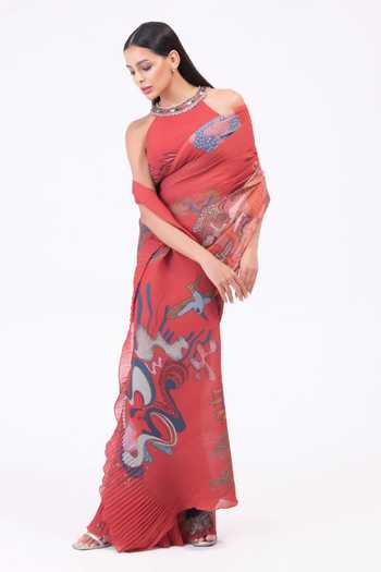 Preeti Mehta Brahmand Printed Pre-Draped Saree With Blouse 