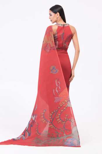 Preeti Mehta Brahmand Printed Pre-Draped Saree With Blouse 