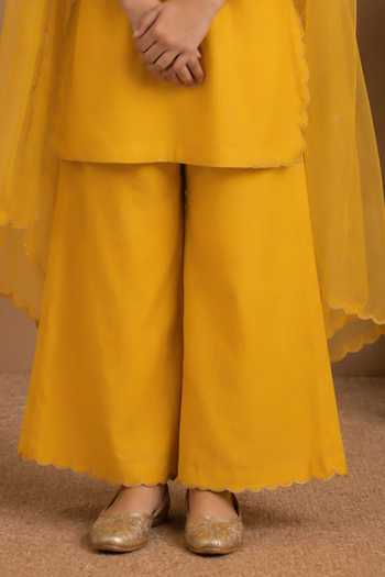 Tatwa Yellow Silk, Cotton, Muslin Dori Embroidered Kurta Palazzo Set Online at Aza Fashions Tatwa_Yellow Silk, Cotton, Muslin Dori Embroidered Kurta Palazzo Set _Online_at_Aza_Fashions